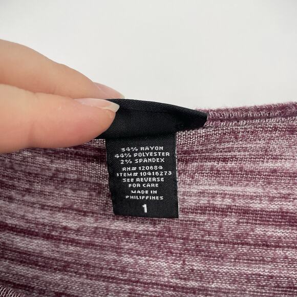 Torrid Women's Maroon Heathered Long Sleeve Top Size 1X Casual Stretch Comfort - Picture 6 of 8